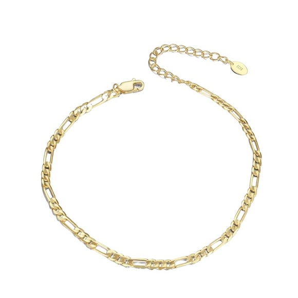 New: 14K Gold Plated Sterling Silver Figaro Anklet - Picture 5 of 7